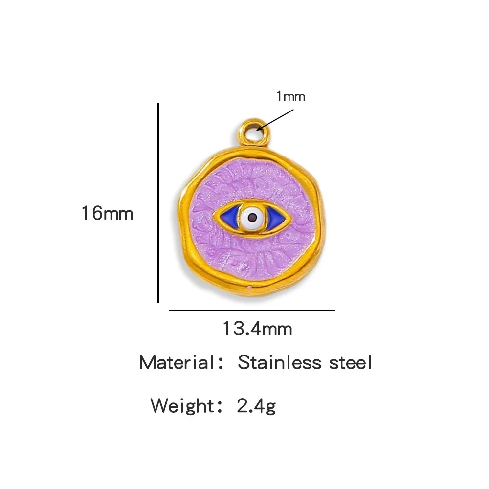 Stainless Steel Jewelry Accessories Vacuum Plated 18K Gold Bracelet Necklace Earrings Pendant With Devil's Eye Shape And Dripping Oil Design - Image 11