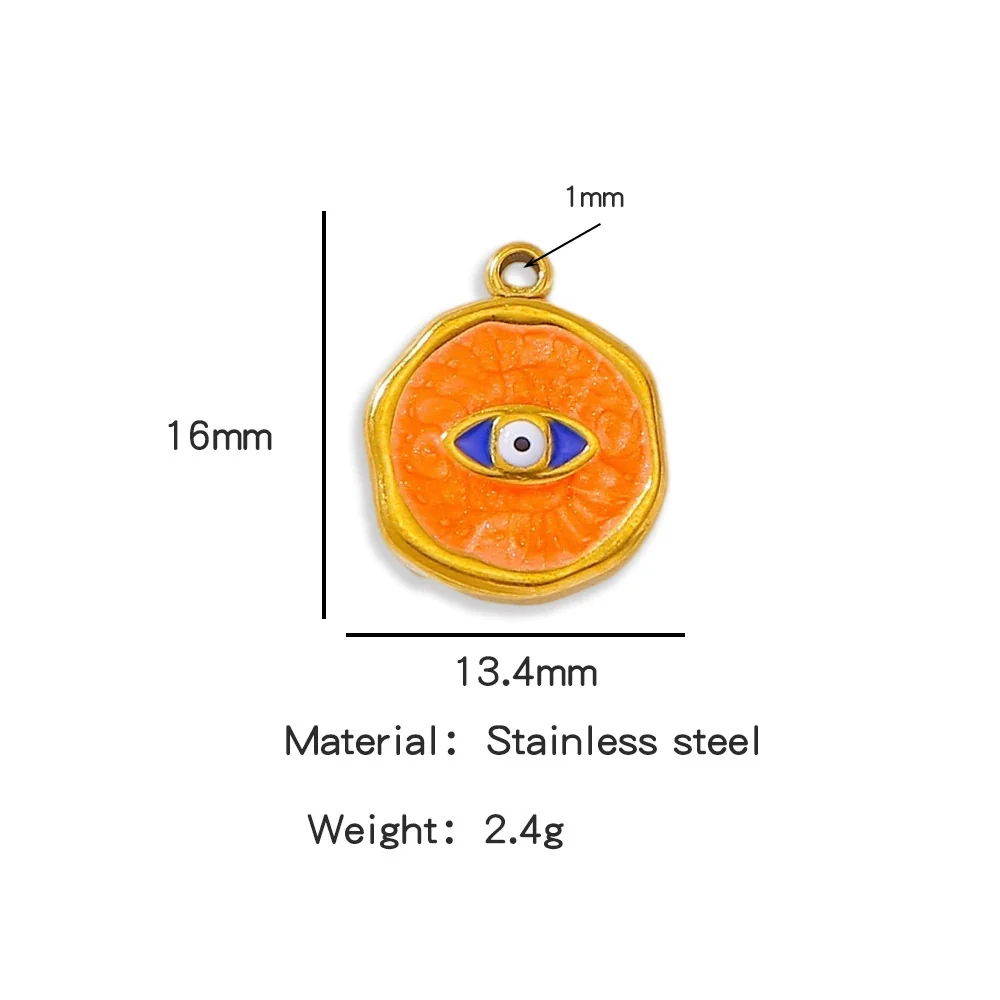 Stainless Steel Jewelry Accessories Vacuum Plated 18K Gold Bracelet Necklace Earrings Pendant With Devil's Eye Shape And Dripping Oil Design - Image 12