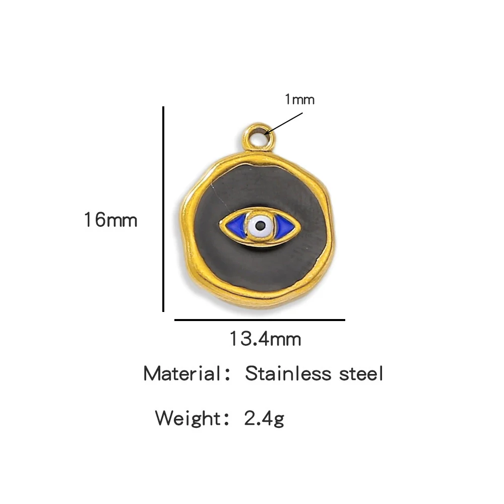 Stainless Steel Jewelry Accessories Vacuum Plated 18K Gold Bracelet Necklace Earrings Pendant With Devil's Eye Shape And Dripping Oil Design - Image 13