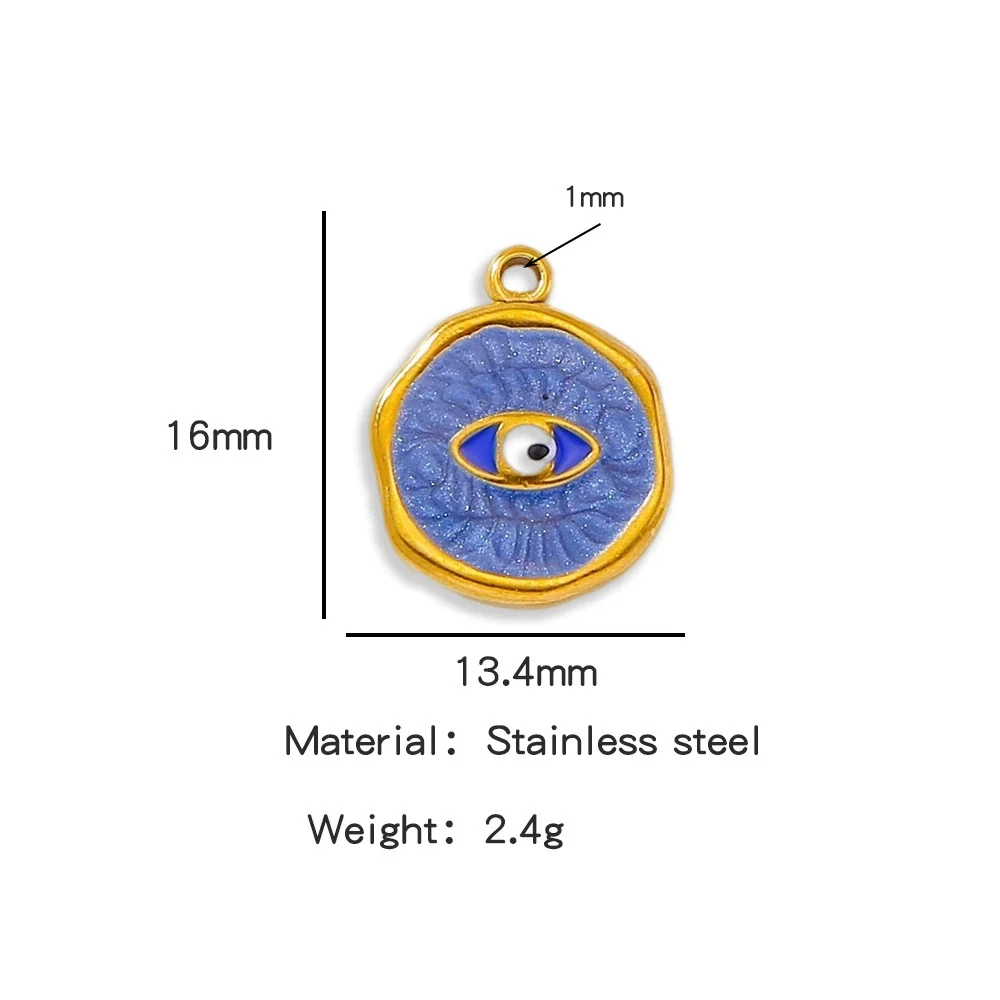 Stainless Steel Jewelry Accessories Vacuum Plated 18K Gold Bracelet Necklace Earrings Pendant With Devil's Eye Shape And Dripping Oil Design - Image 6