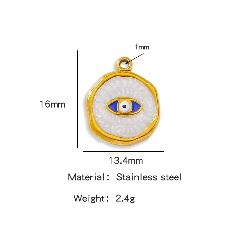 Stainless Steel Jewelry Accessories Vacuum Plated 18K Gold Bracelet Necklace Earrings Pendant With Devil's Eye Shape And Dripping Oil Design - Image 8