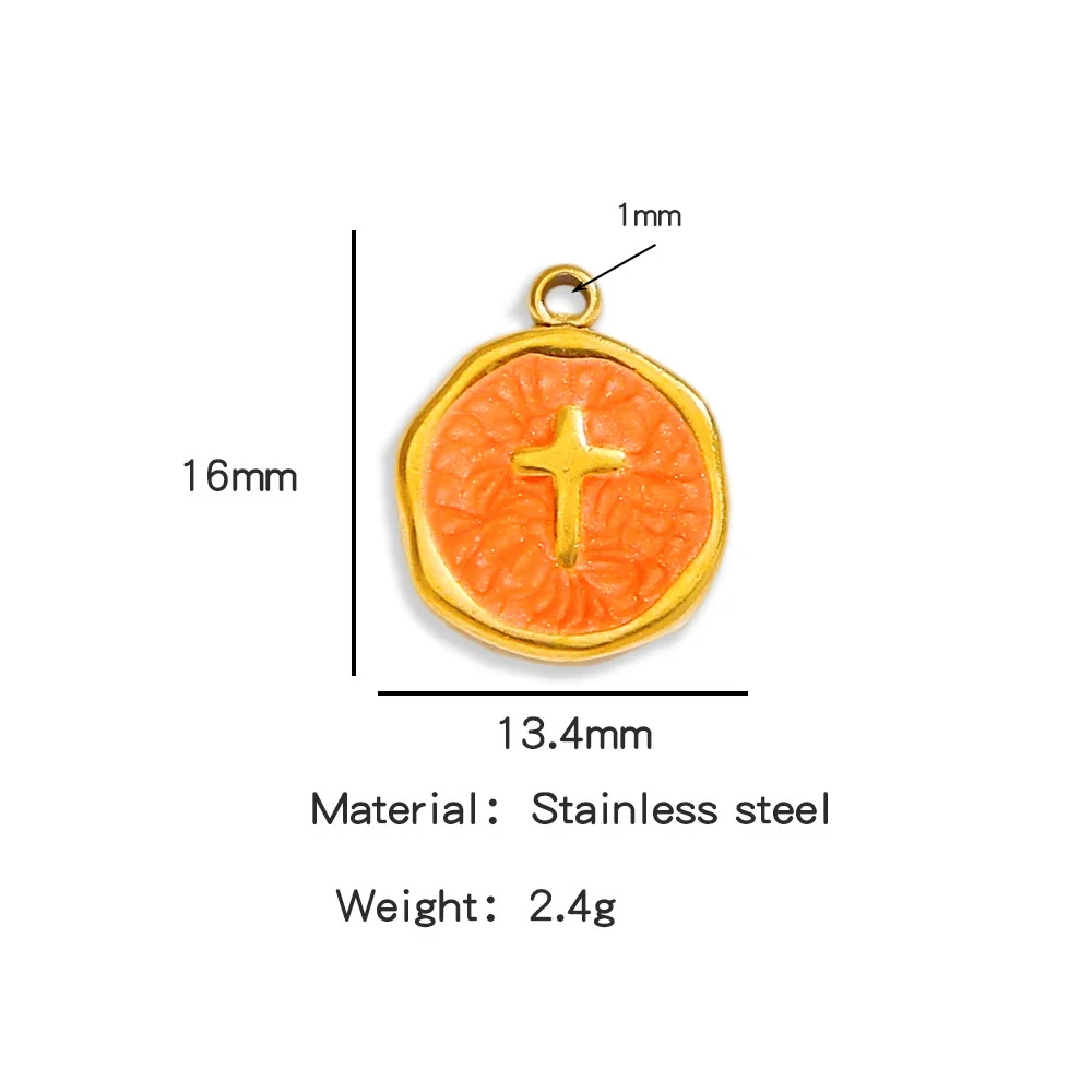 Stainless Steel Jewelry Accessories Vacuum Plated 18K Gold Cross Bracelet Necklace Earrings Pendant With Dripping Oil Design - Image 12