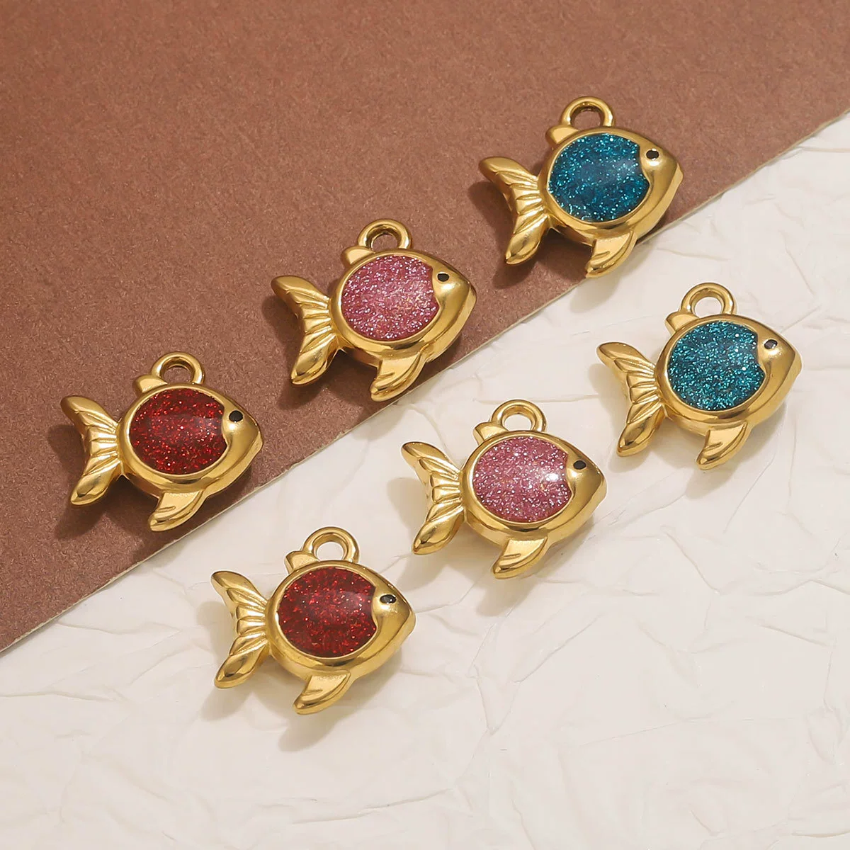 Stainless Steel Jewelry Cute Cartoon Fish Pendant With Dripping Oil Design For Diy Necklace Bracelet Bag - Image 2