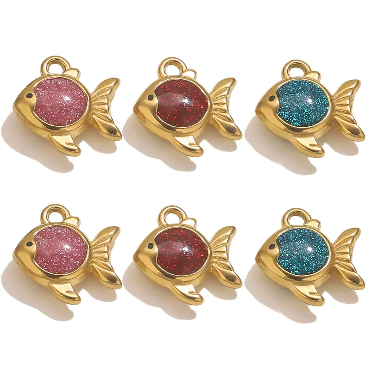 Stainless Steel Jewelry Cute Cartoon Fish Pendant With Dripping Oil Design For Diy Necklace Bracelet Bag - Image 4
