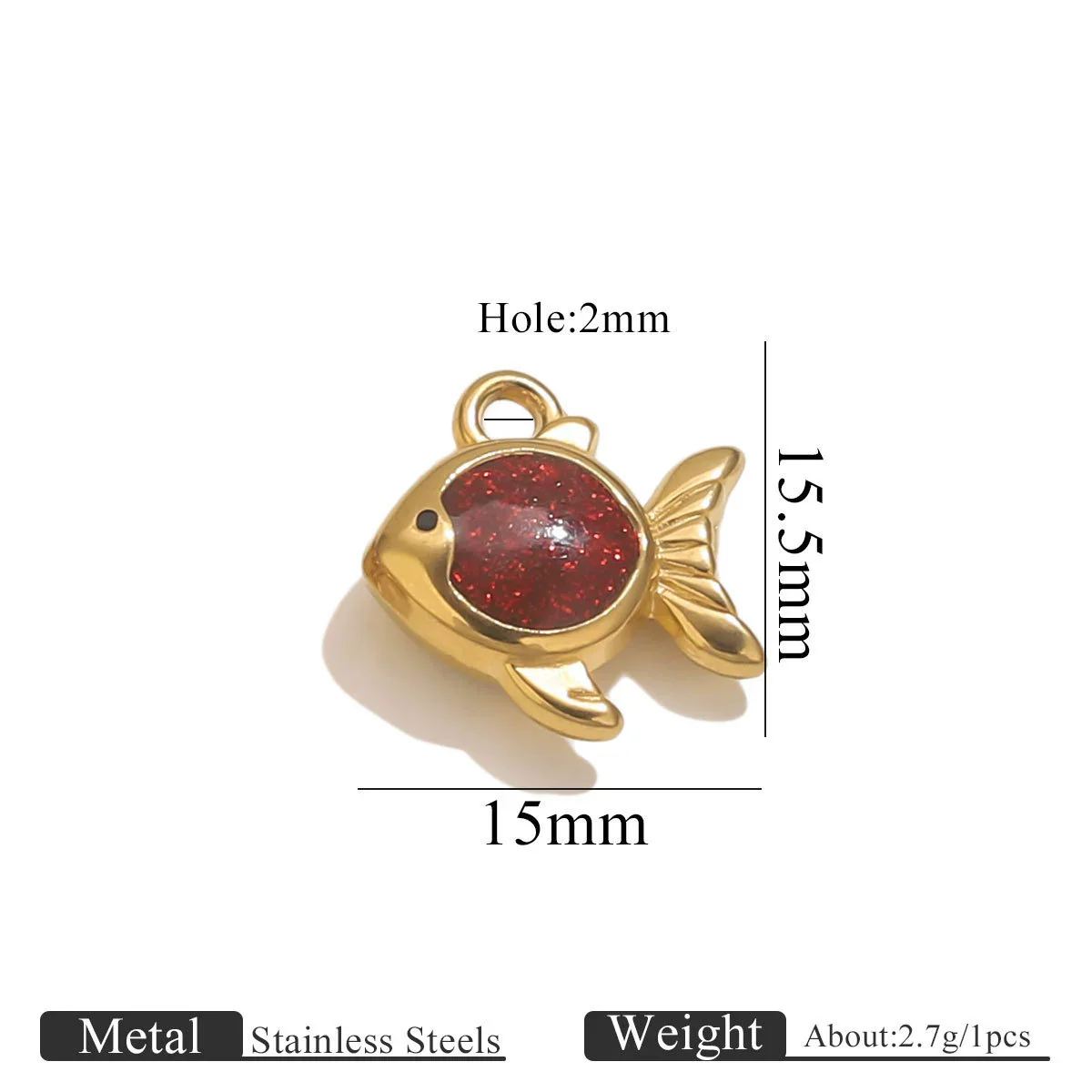 Stainless Steel Jewelry Cute Cartoon Fish Pendant With Dripping Oil Design For Diy Necklace Bracelet Bag - Image 8