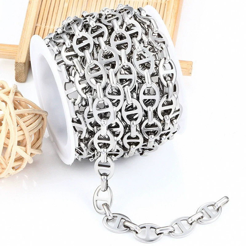 Stainless Steel Jewelry With Pig Nose Buckle For Men And Women Electroplated Japanese Chain For Necklace Bracelet Diy