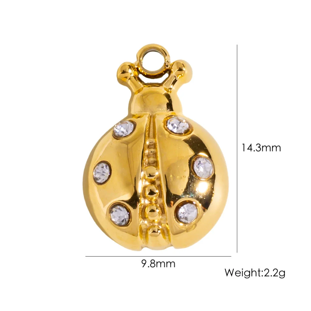 Stainless Steel Ladybug Jewelry Pendant With Electroplating Process And Zircon - Image 11