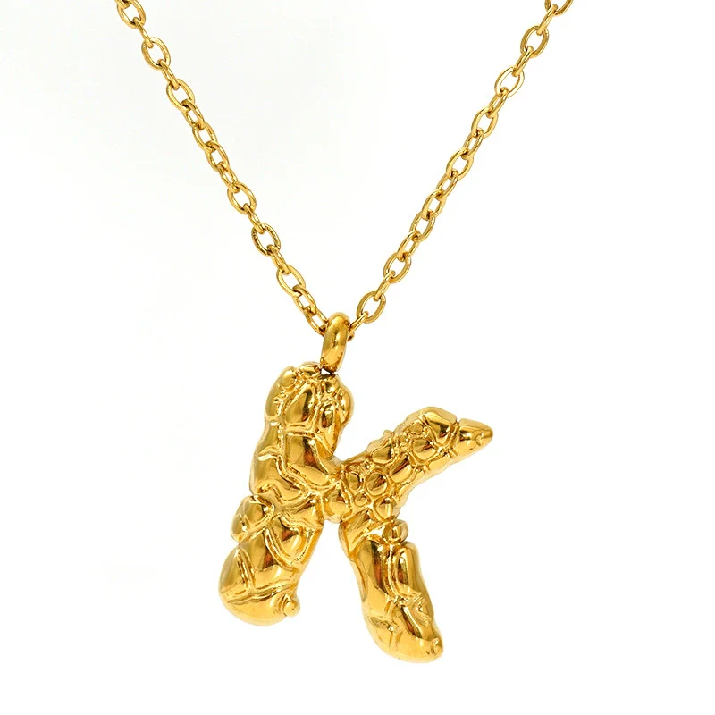 316L Stainless Steel Lava Letter Pendant Necklace For Women Electroplated With Personality Design - Image 16