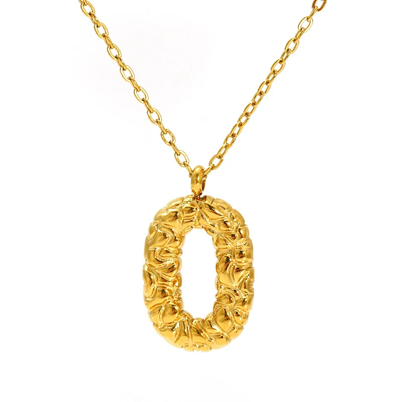 316L Stainless Steel Lava Letter Pendant Necklace For Women Electroplated With Personality Design - Image 20