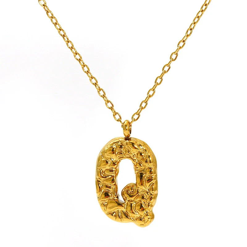 316L Stainless Steel Lava Letter Pendant Necklace For Women Electroplated With Personality Design - Image 22