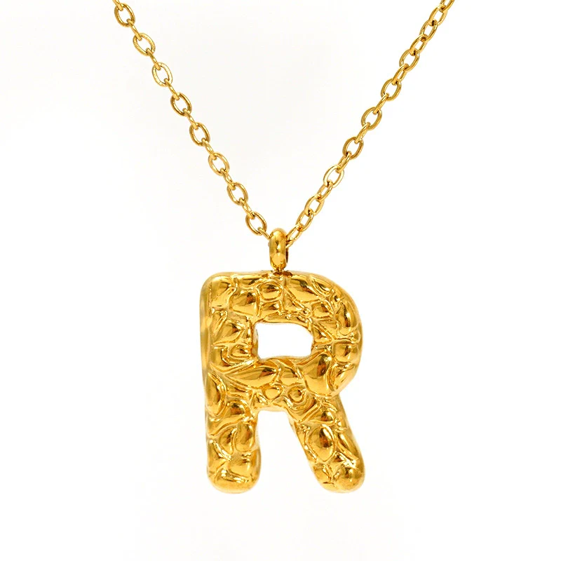 316L Stainless Steel Lava Letter Pendant Necklace For Women Electroplated With Personality Design - Image 23