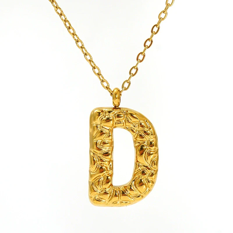 316L Stainless Steel Lava Letter Pendant Necklace For Women Electroplated With Personality Design - Image 9