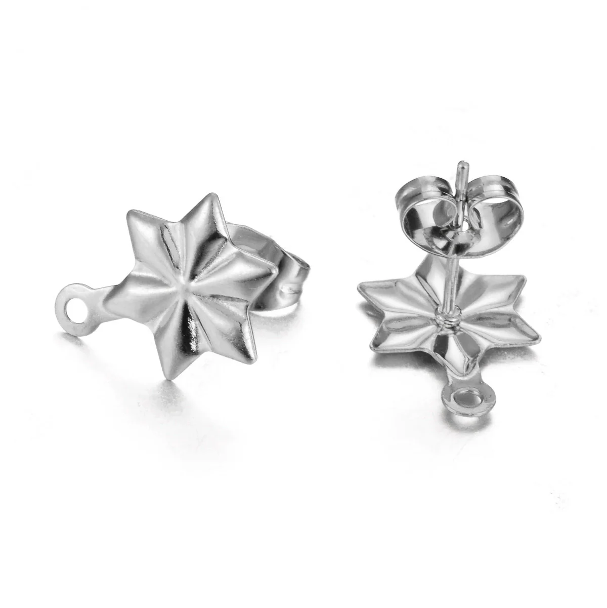 Stainless Steel Leaf Flower Stud Earrings Handmade With Electroplating And Multishape Design - Image 10