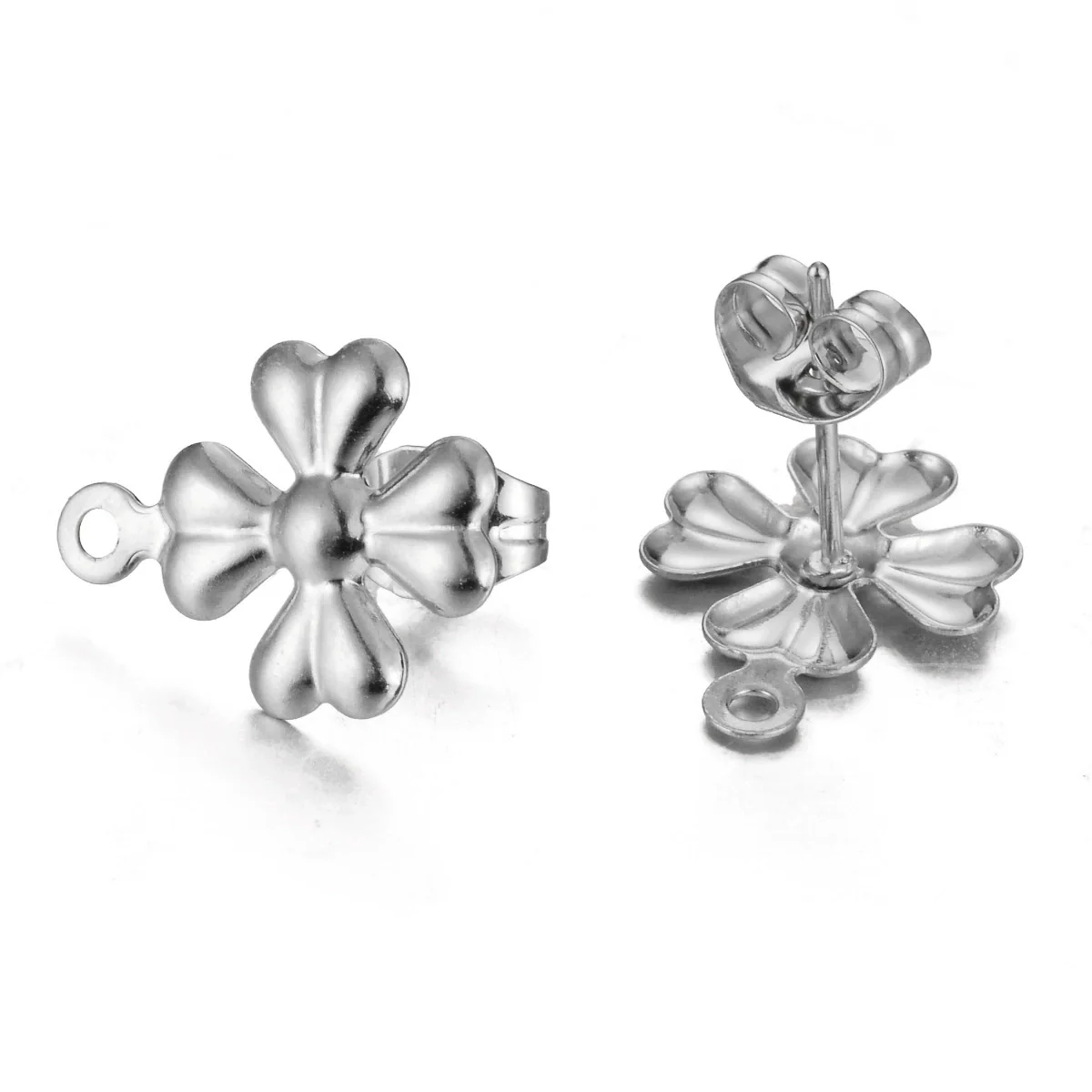 Stainless Steel Leaf Flower Stud Earrings Handmade With Electroplating And Multishape Design - Image 12