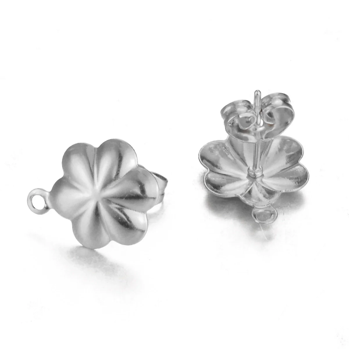 Stainless Steel Leaf Flower Stud Earrings Handmade With Electroplating And Multishape Design - Image 14