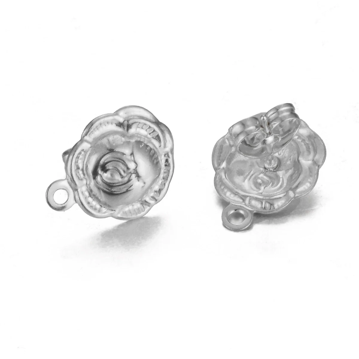 Stainless Steel Leaf Flower Stud Earrings Handmade With Electroplating And Multishape Design - Image 16
