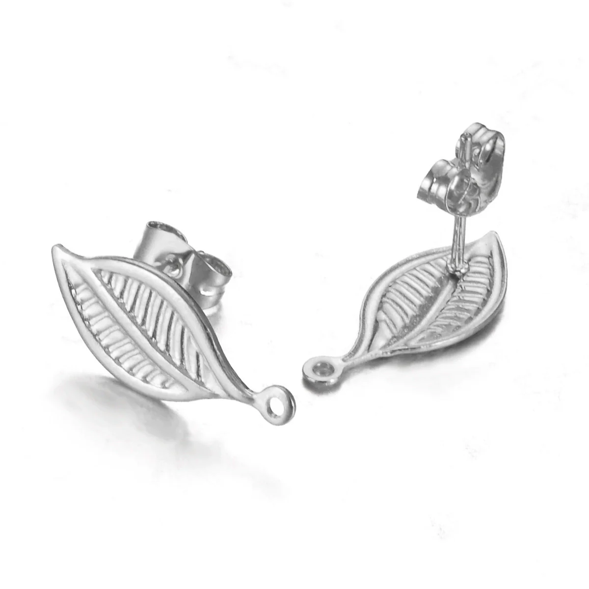 Stainless Steel Leaf Flower Stud Earrings Handmade With Electroplating And Multishape Design - Image 18