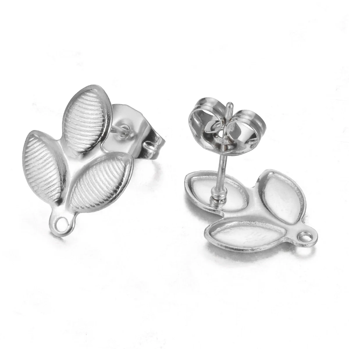 Stainless Steel Leaf Flower Stud Earrings Handmade With Electroplating And Multishape Design - Image 20