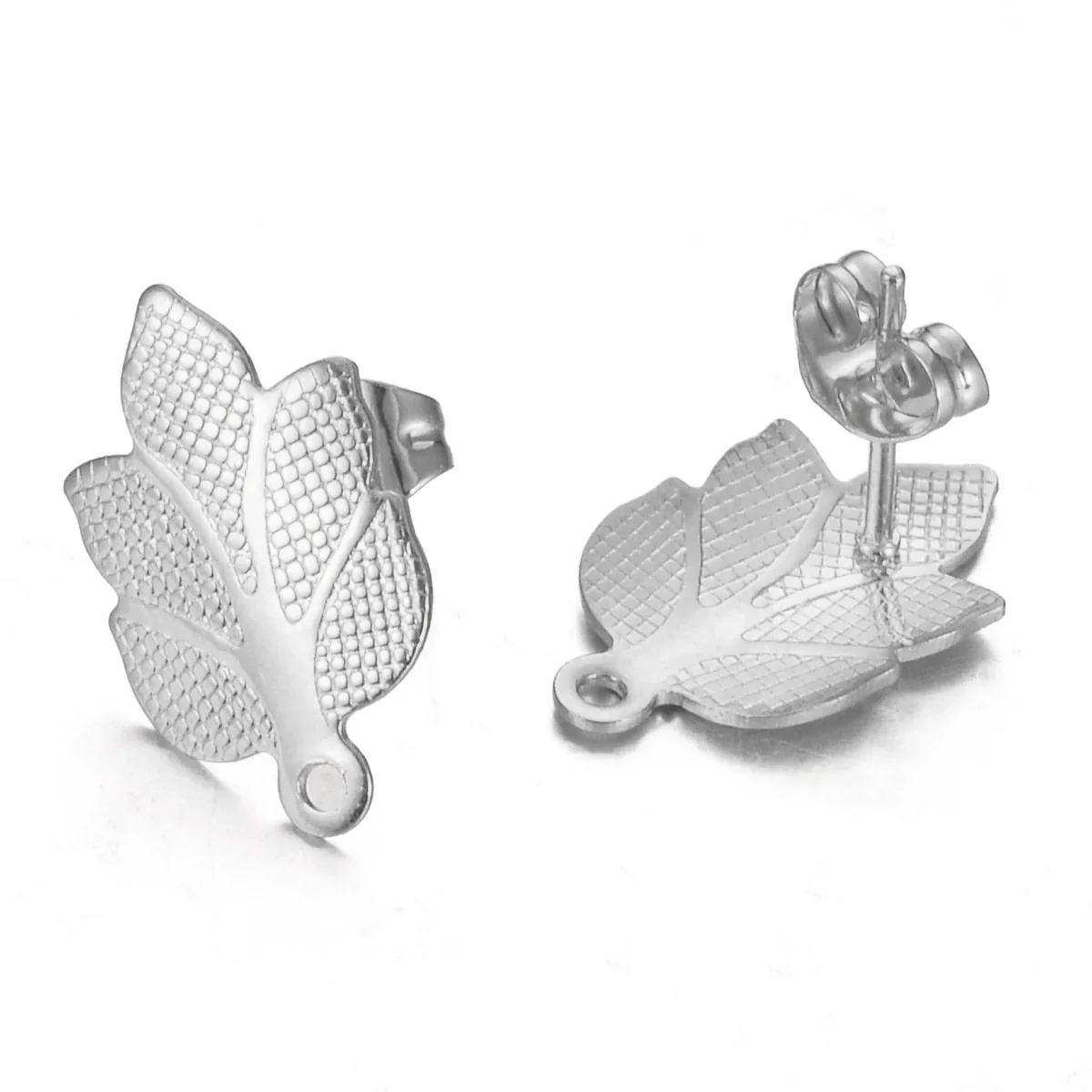 Stainless Steel Leaf Flower Stud Earrings Handmade With Electroplating And Multishape Design - Image 22