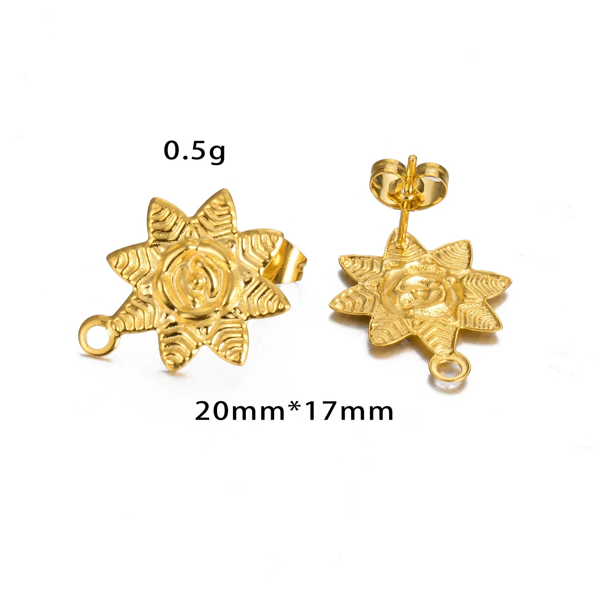 Stainless Steel Leaf Flower Stud Earrings Handmade With Electroplating And Multishape Design - Image 7