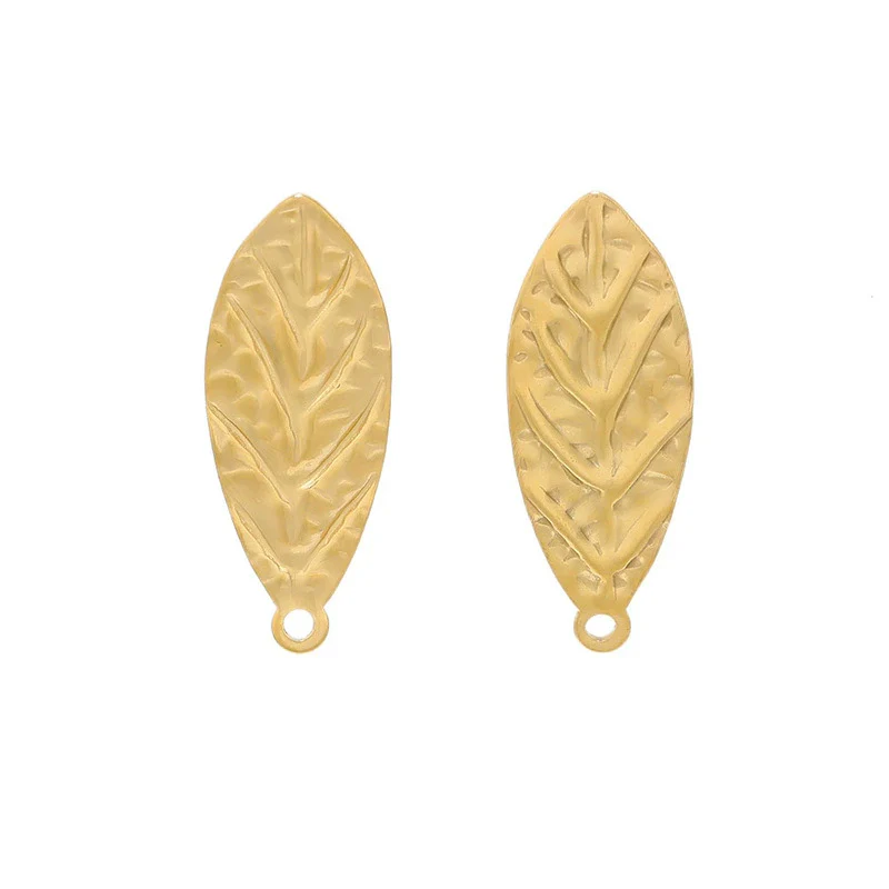 Stainless Steel Leaf Pendant Hip Hop Jewelry Accessories With Electroplating - Image 5