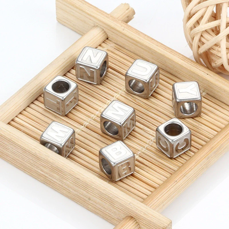 Stainless Steel Letter M Square Beaded Hand Rope Bracelet Jewelry Accessories Electroplated - Image 6