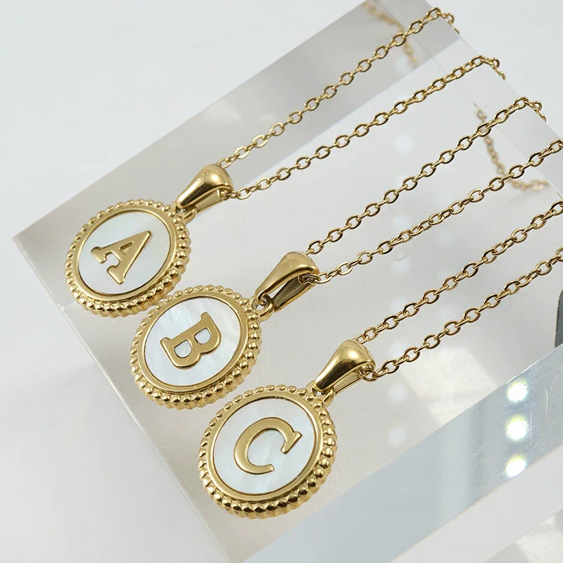 316L Stainless Steel Letter Pendant Necklace Jewelry - Image 3