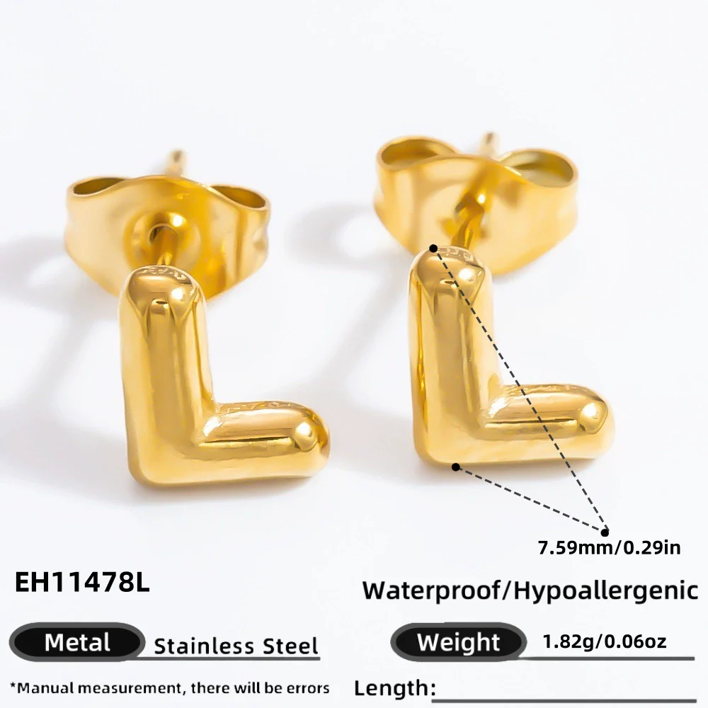 Stainless Steel Letter Stud Earrings Electroplated Women's Minimalist Jewelry - Image 15