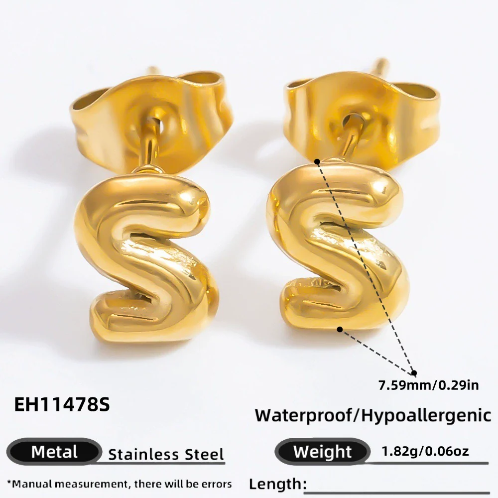 Stainless Steel Letter Stud Earrings Electroplated Women's Minimalist Jewelry - Image 22