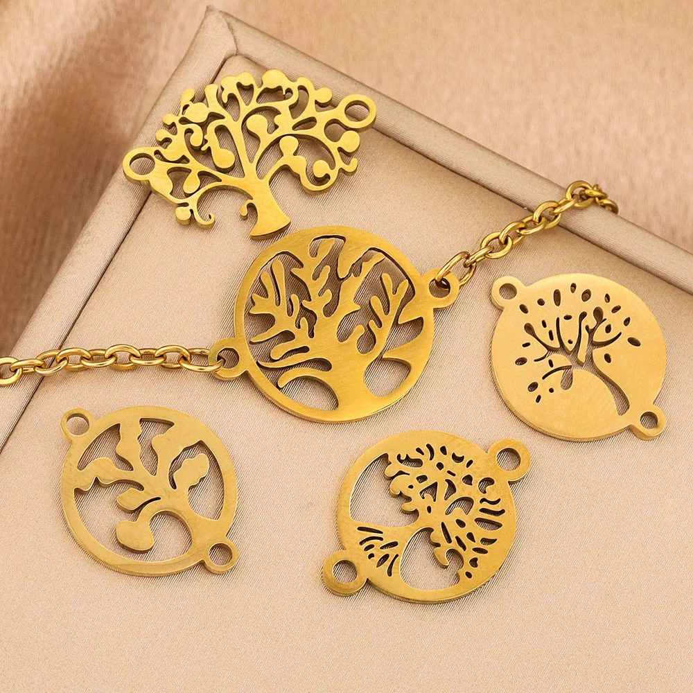 Stainless Steel Life Tree Pendant Jewelry Accessories For Diy Necklace And Bracelet Making With Electroplating - Image 3