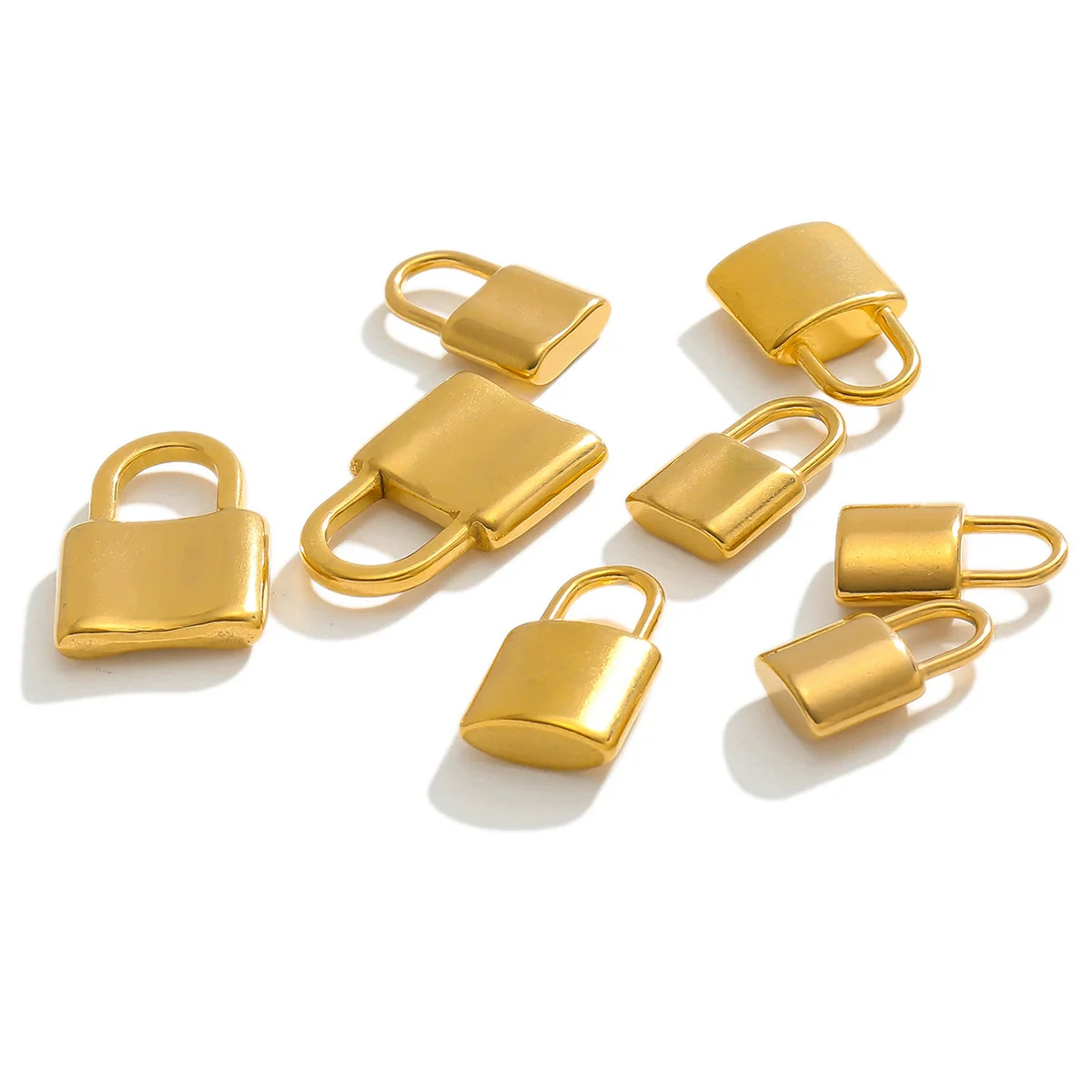 Stainless Steel Lock Pendant Three Dimensional Concave Convex Electroplated Punk Style For Diy Bracelet And Necklace - Image 2