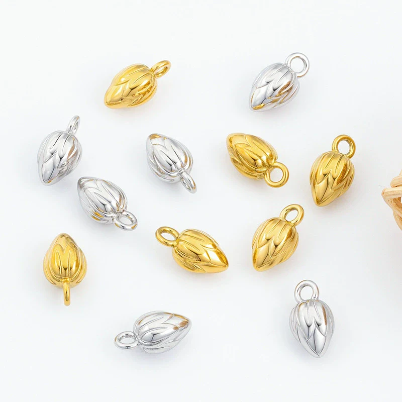 Stainless Steel Lotus Pendant Necklace Bracelet Diy Hand Rope Pendant Vacuum Color Retention Electroplated Gold - Image 2