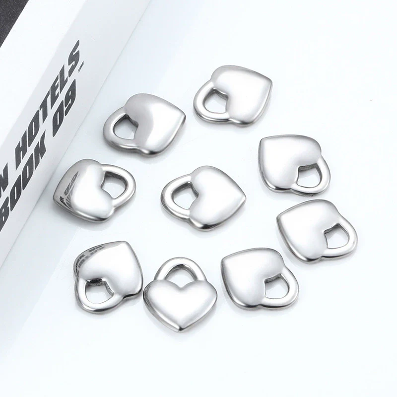 Stainless Steel Love Lock And Heart Shape Jewelry Diy Polished Vacuum Electroplated Pendant For Necklace Bracelet Waist Chain - Image 5