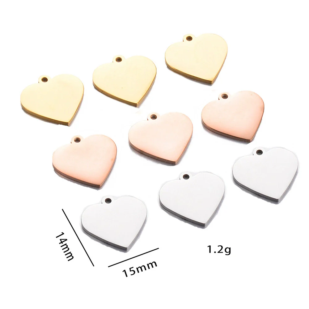Stainless Steel Love Shape Jewelry Accessories Singlesided Polished Brushed Electroplated Diy Necklace Bracelet Pendant - Image 5