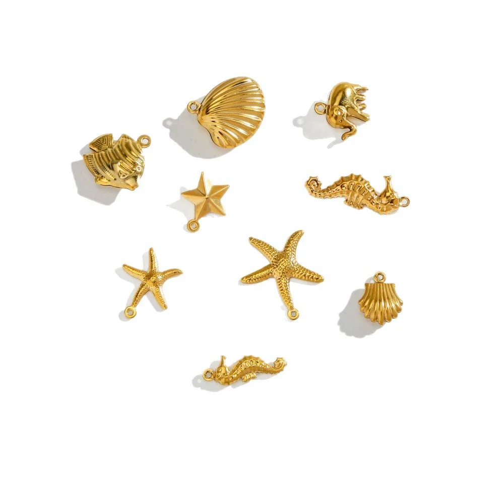 Stainless Steel Marine Series Shell Conch Sea Star Jewelry Accessories Pendant With Electroplating - Image 5