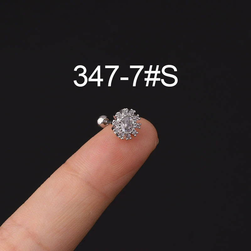Stainless Steel Microinlaid Zircon Screw Ball Ear Nail Electroplated Fashion Earrings - Image 11