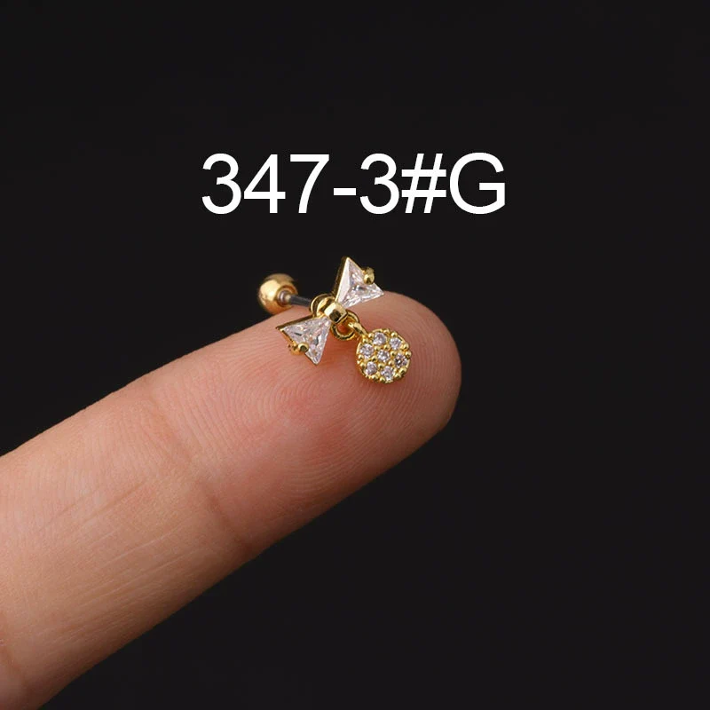 Stainless Steel Microinlaid Zircon Screw Ball Ear Nail Electroplated Fashion Earrings - Image 15