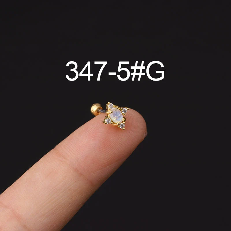 Stainless Steel Microinlaid Zircon Screw Ball Ear Nail Electroplated Fashion Earrings - Image 17