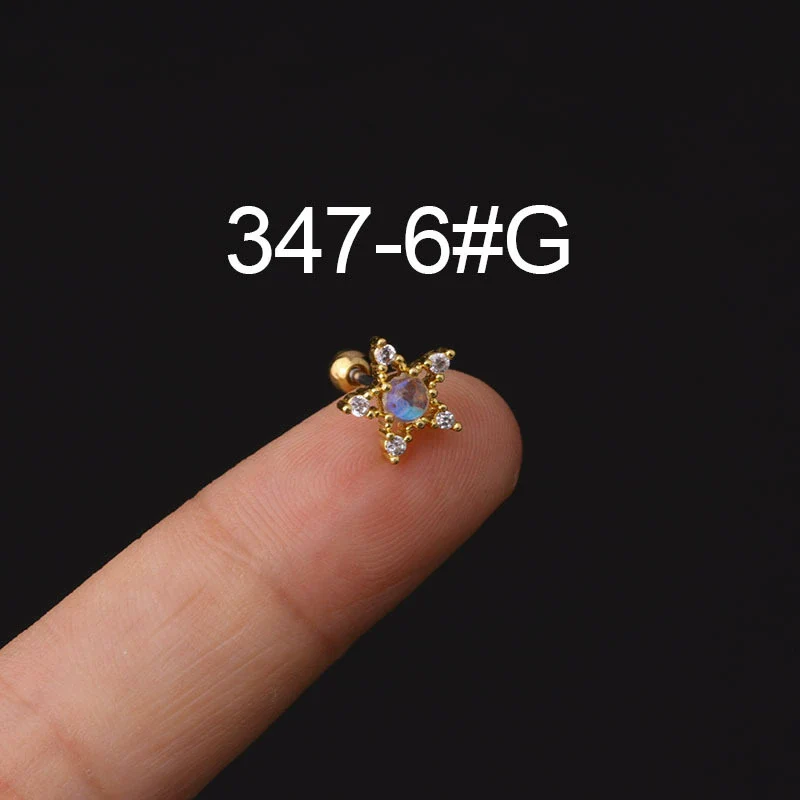 Stainless Steel Microinlaid Zircon Screw Ball Ear Nail Electroplated Fashion Earrings - Image 18