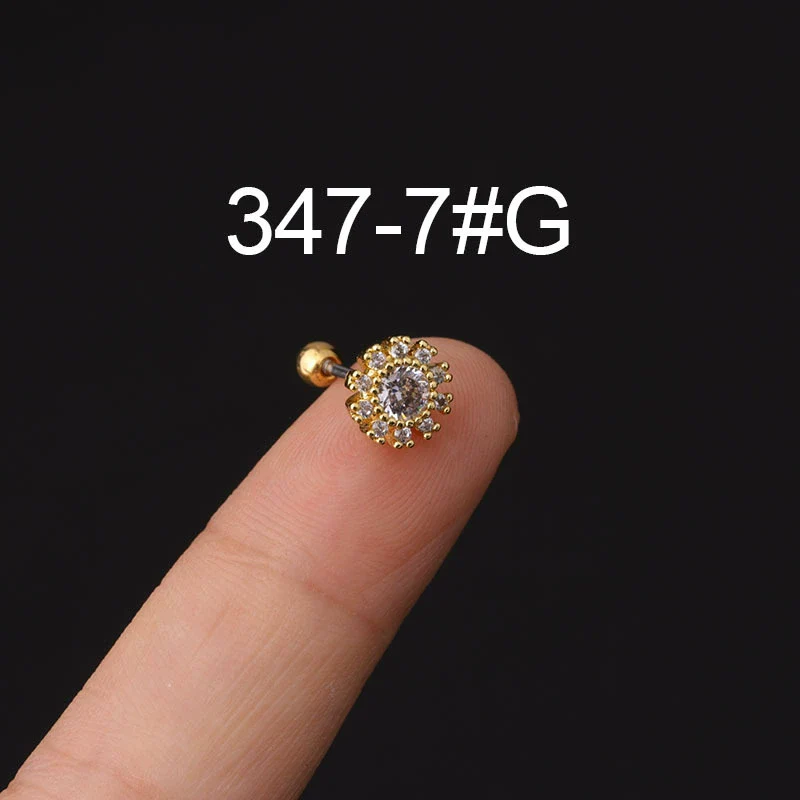 Stainless Steel Microinlaid Zircon Screw Ball Ear Nail Electroplated Fashion Earrings - Image 19