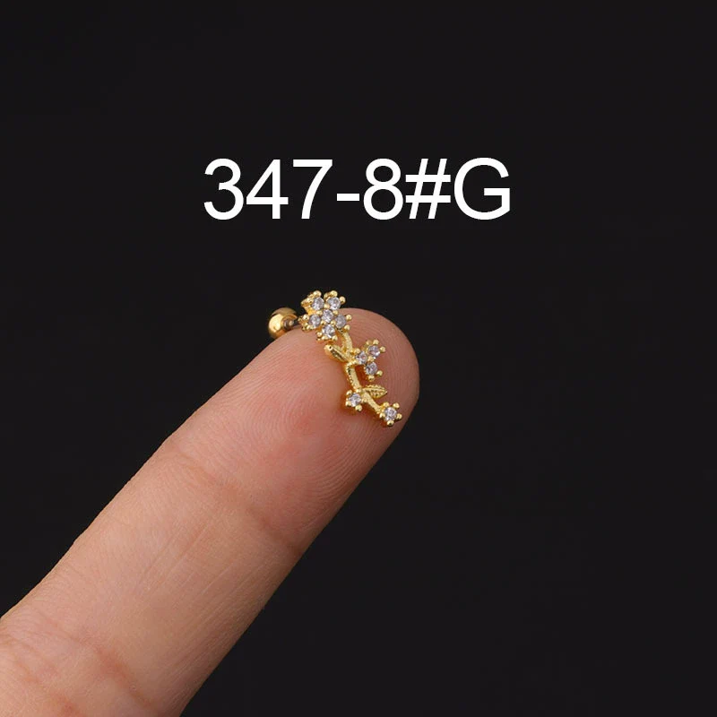 Stainless Steel Microinlaid Zircon Screw Ball Ear Nail Electroplated Fashion Earrings - Image 20