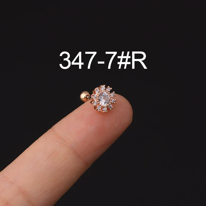 Stainless Steel Microinlaid Zircon Screw Ball Ear Nail Electroplated Fashion Earrings - Image 27