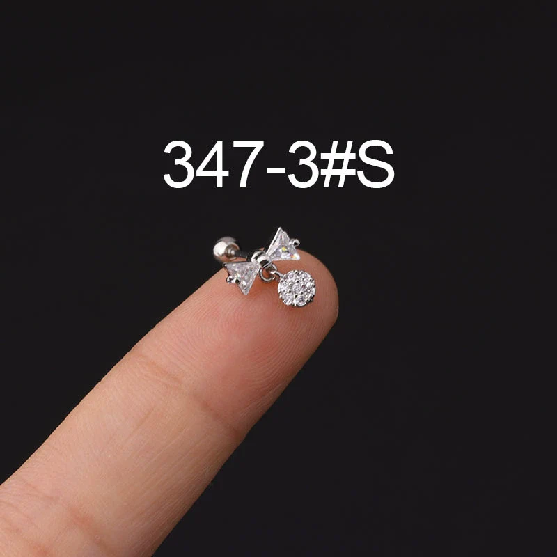 Stainless Steel Microinlaid Zircon Screw Ball Ear Nail Electroplated Fashion Earrings - Image 7
