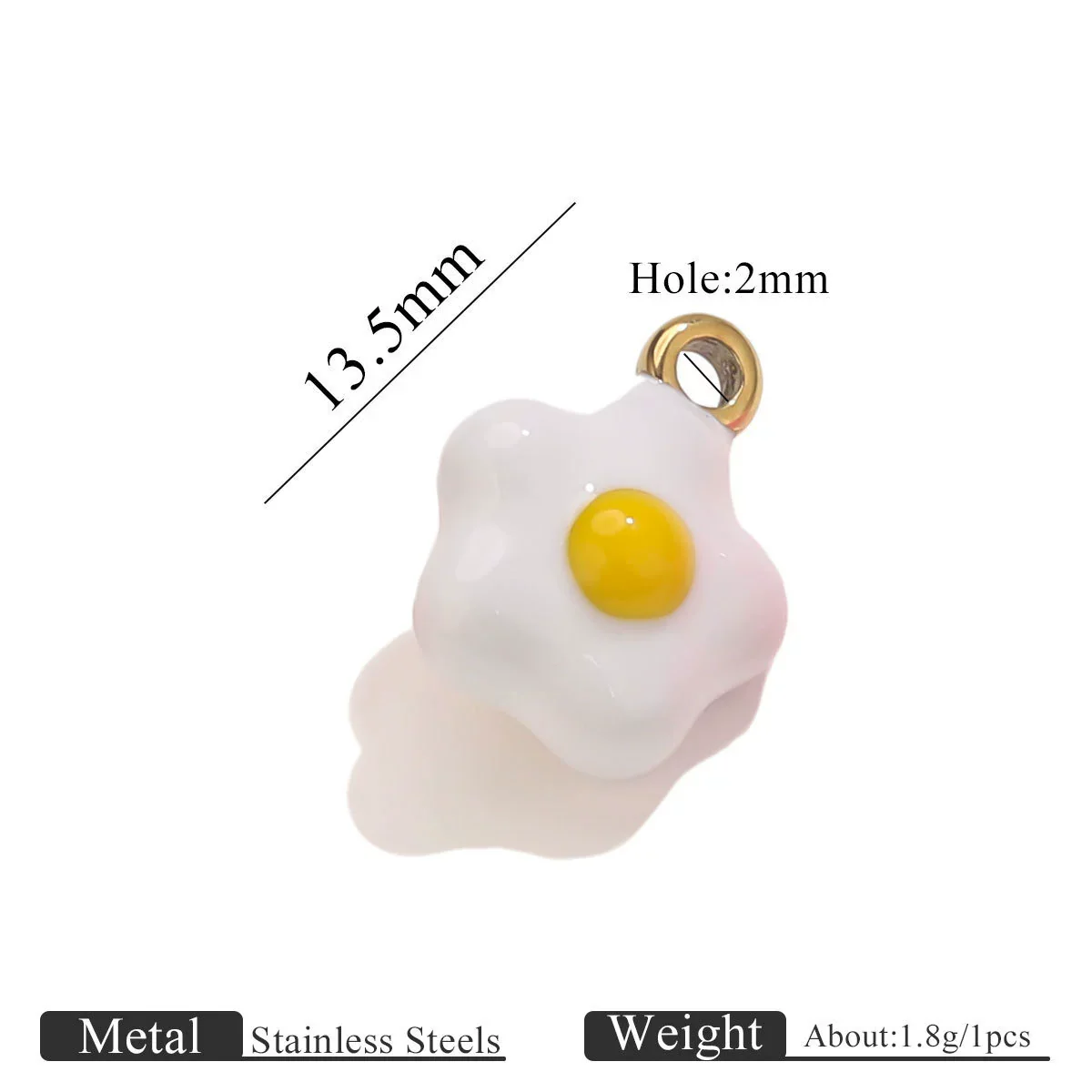 Stainless Steel Mini Poached Egg Pendant Diy Jewelry Accessories With Dripping Oil Design And 18K Vacuum Electroplating - Image 9