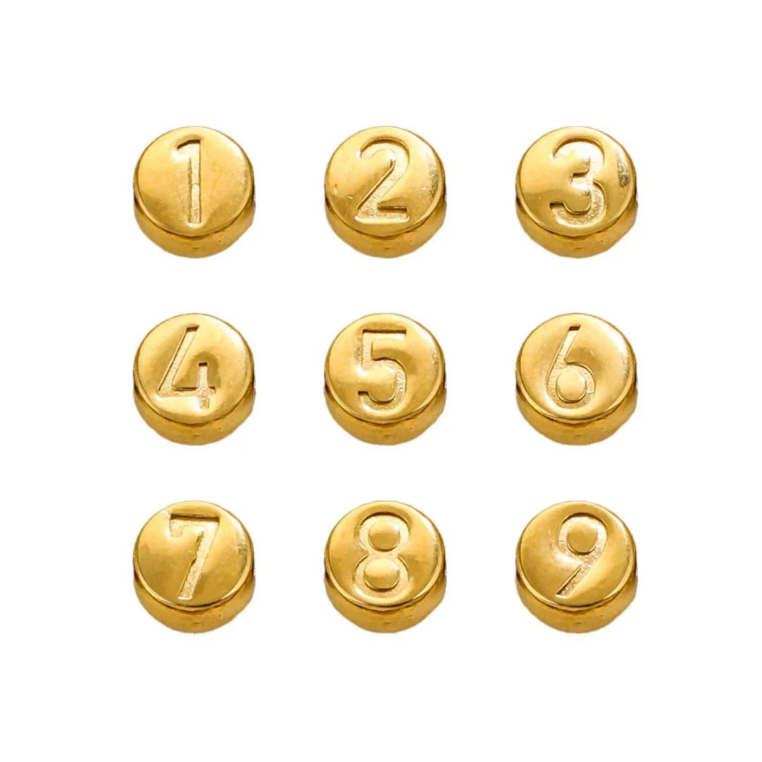 Stainless Steel Minimalist Beaded Bracelet Diy Accessories With English Letters And Numbers Electroplating - Image 5