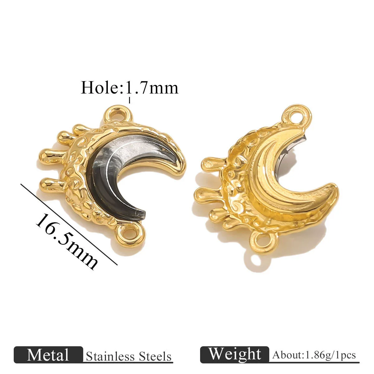 Stainless Steel Moon Shape Pendant Necklace Accessories Electroplated - Image 7