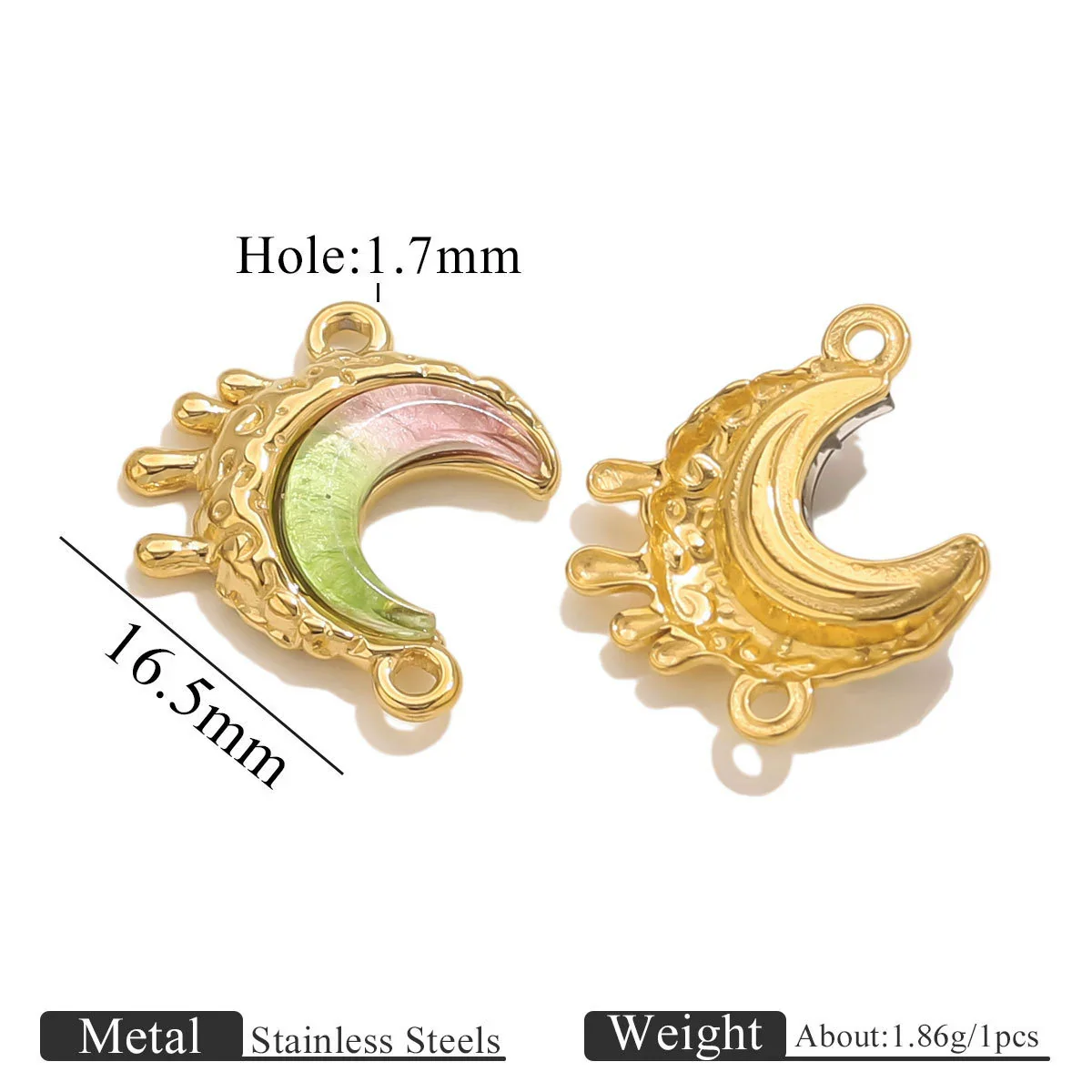 Stainless Steel Moon Shape Pendant Necklace Accessories Electroplated - Image 8