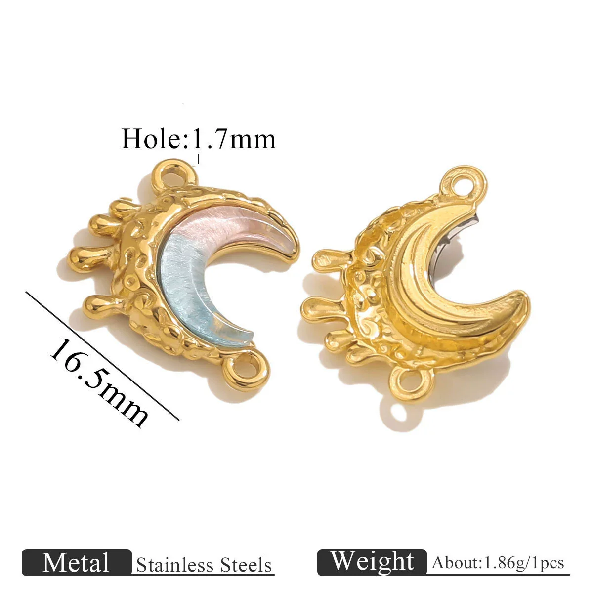 Stainless Steel Moon Shape Pendant Necklace Accessories Electroplated - Image 9