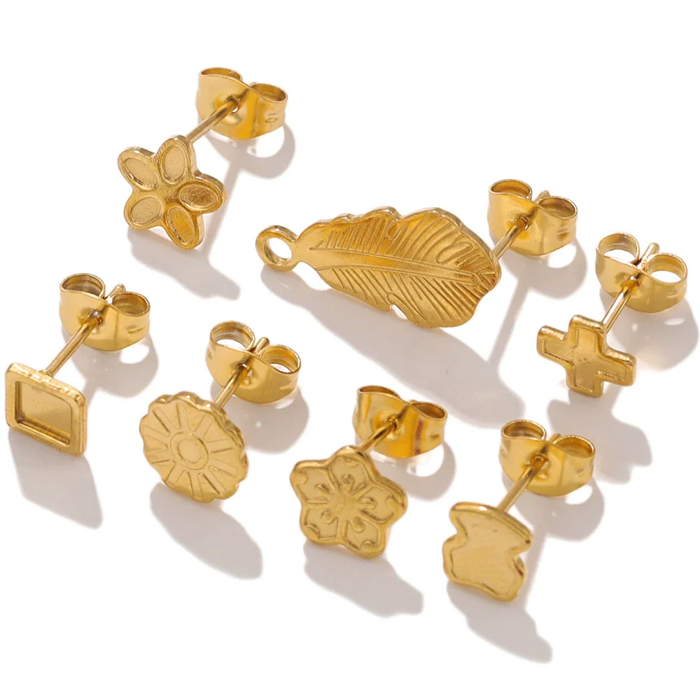 Stainless Steel Multishape Stud Earrings Electroplated Diy Jewelry Accessories - Image 3