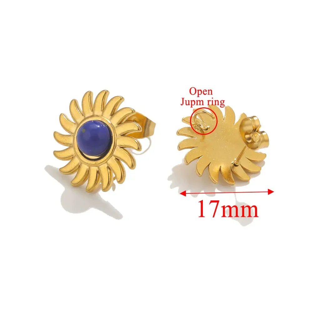 Stainless Steel Natural Geometric Tiger Eye Stone Stud Earrings Electroplated Diy Jewelry Accessories Unisex - Image 7